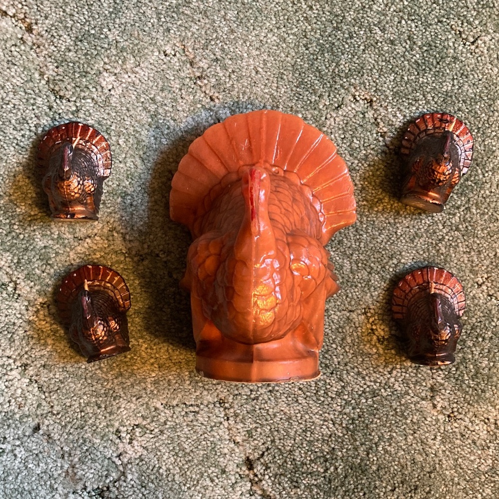 Orange and Brown Turkey Candle Set